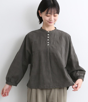 【tukuroi by SUN VALLEY】コットンジャカード日本製品染ドルマンブラウス(チャコールグレー-ONESIZE)