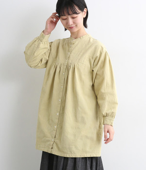 【tukuroi by SUN VALLEY】コットンジャカード日本製品染チュニックブラウス(ライム-ONESIZE)
