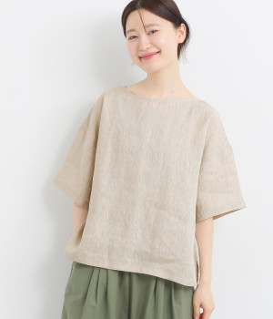 リネン平織ワイドプルオーバー(キナリ-ONESIZE)