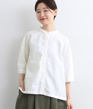 コットンオックス日本製品染6分袖シャツ(ホワイト-ONESIZE)