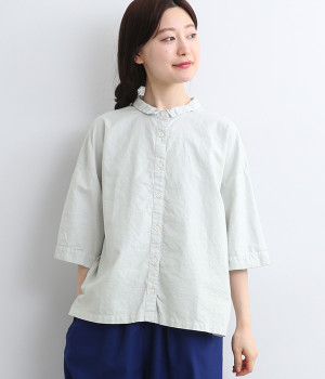コットンオックス日本製品染6分袖シャツ(ライトグレー-ONESIZE)