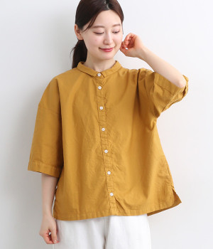 コットンオックス日本製品染6分袖シャツ(マンゴー-ONESIZE)