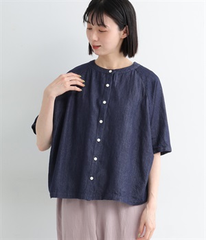 コットンテンセルデニム　2wayドルマンブラウス(ネイビー-ONESIZE)