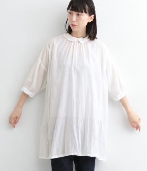 コットンボイル日本製品染2wayチュニック(シロ-ONESIZE)