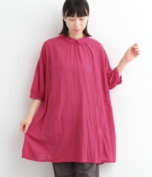 コットンボイル日本製品染2wayチュニック(ピンク-ONESIZE)
