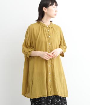 コットンボイル日本製品染2wayチュニック(マスタード-ONESIZE)