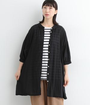 コットンボイル日本製品染2wayチュニック(クロ-ONESIZE)