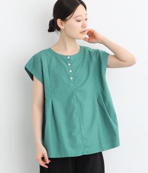 オックス日本製品染2wayタックブラウス(ブルーグリーン-ONESIZE)