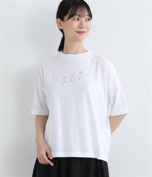 コットン天竺プリントTシャツ(シロ-ONESIZE)