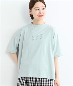 コットン天竺プリントTシャツ(ミント-ONESIZE)