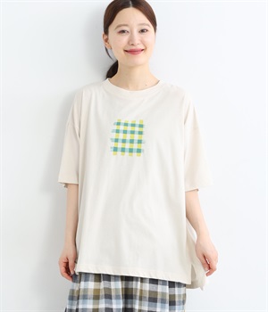 コットン天竺プリントTシャツ(ソフトベージュ-ONESIZE)