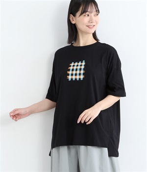 コットン天竺プリントTシャツ(クロ-ONESIZE)