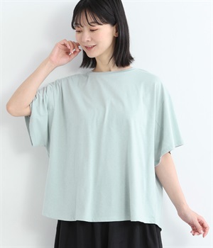 コットン天竺ワイドスリーブ5分袖プルオーバー(ミント-ONESIZE)