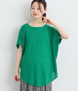 スラブガーゼ天竺ワイドチュニック(グリーン-ONESIZE)