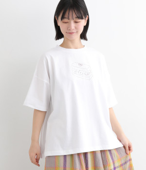 空紡糸天竺　プリントワイドTシャツ(シロ-ONESIZE)