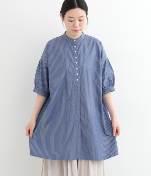 ＴＣタイプライターストライプチュニック(ブルー×ネイビー-ONESIZE)