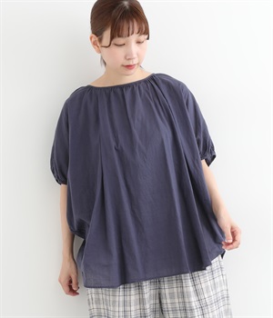 コットンボイル日本製品染め　ドルマンプルオーバー(グレーネイビー-ONESIZE)