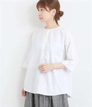 オックス日本製品染め6分袖チュニックプルオーバー(ホワイト-ONESIZE)