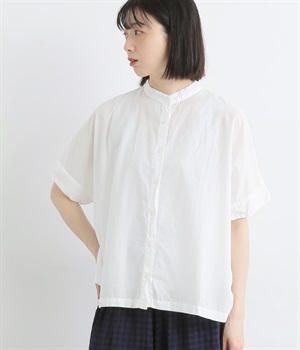 コットンローン日本製品染　ワイドブラウス(オフシロ-ONESIZE)