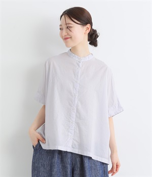 コットンローン日本製品染　ワイドブラウス(パールグレー-ONESIZE)