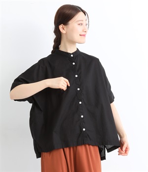 コットンローン日本製品染　ワイドブラウス(スミクロ-ONESIZE)