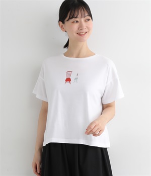 コットン天竺プリントTシャツ(シロ-ONESIZE)