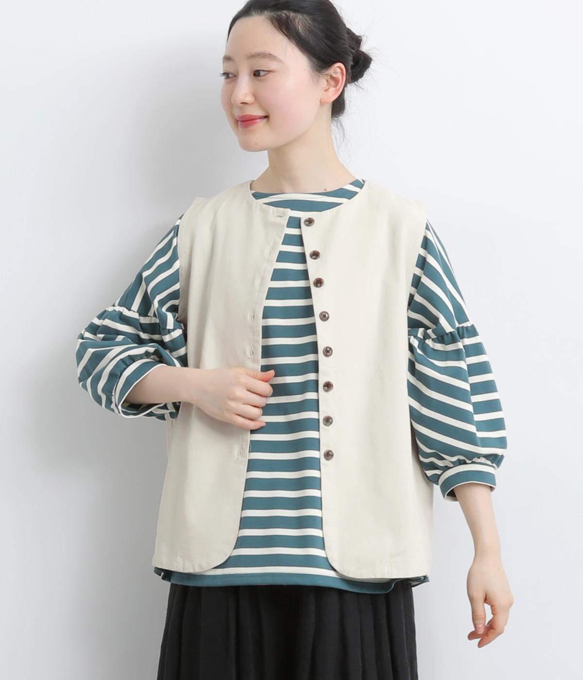 コットンライトキャンバスベスト(アイボリー-F)