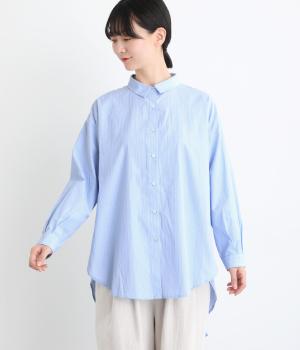 コットンドビーストライプチュニック(ライトブルー-F)