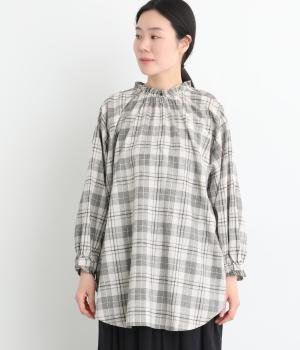 32×30コットンリネン平織9分袖シャツ