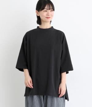 18空紡糸天竺7分袖カットソー(クロ-F)