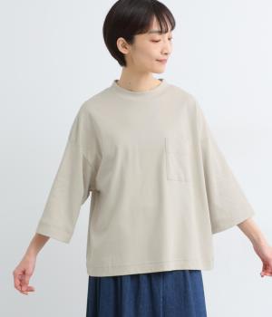 【tukuroi by SUN VALLEY】コットンスムースシルケット7分袖カットソー(グレージュ-F)