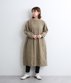 【tukuroi by SUN VALLEY】コットンジャカード日本製品染2wayワンピース(ラテブラウン-ONESIZE)