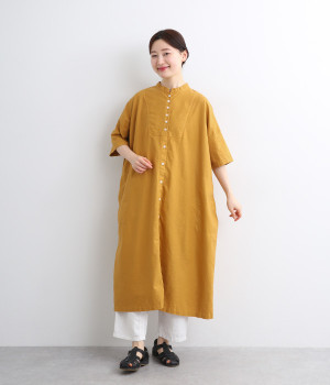 オックス日本製品染前開きシャツワンピース(マンゴー-ONESIZE)