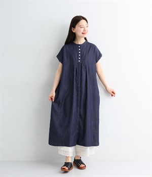 コットンテンセルデニム　2wayワンピース(ネイビー-ONESIZE)