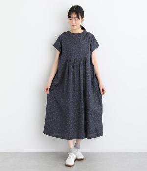 コットンボイル総柄プリント2wayワンピース(ネイビー-ONESIZE)