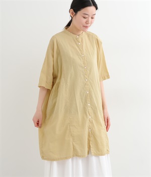 コットンボイル日本製品染め　サイドギャザーチュニック(イエロー-ONESIZE)