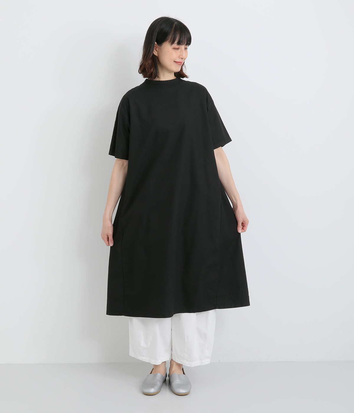 オックス日本製品染め5分袖バックポケットワンピース｜SUN VALLEY