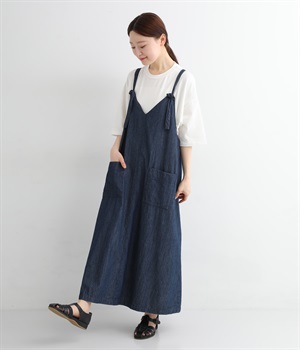 コットンデニムジャンパースカート(ネイビー-ONESIZE)