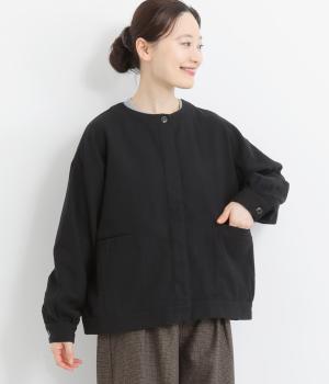 コットン平織×綾織二十織　ジャケット(クロ-F)