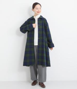 コットン平織×綾織二十織　コート(ブラックウォッチ-F)