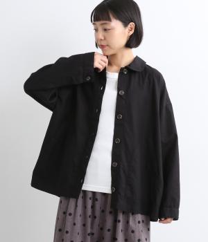 コットン綾織日本製品染　ビックポケットジャケット(スミクロ-F)