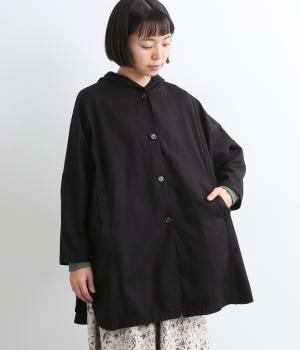 コットン綾織日本製品染　ドルマンワイドフードジャケット(スミクロ-F)