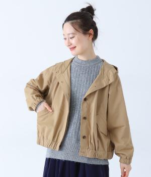 TCナイロンピーチ起毛　フードジャケット(ベージュ-F)