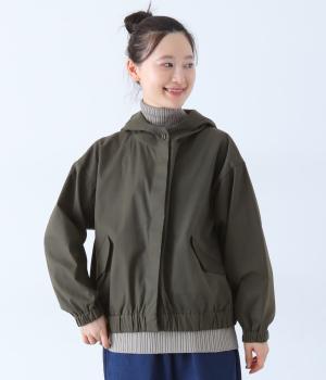 TCナイロンピーチ起毛　フードジャケット(カーキ-F)