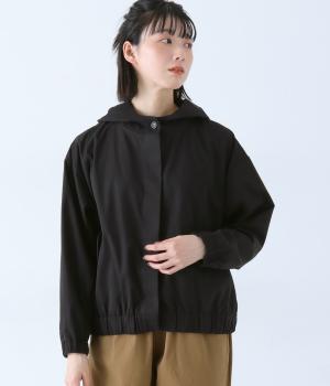 TCナイロンピーチ起毛　フードジャケット(クロ-F)