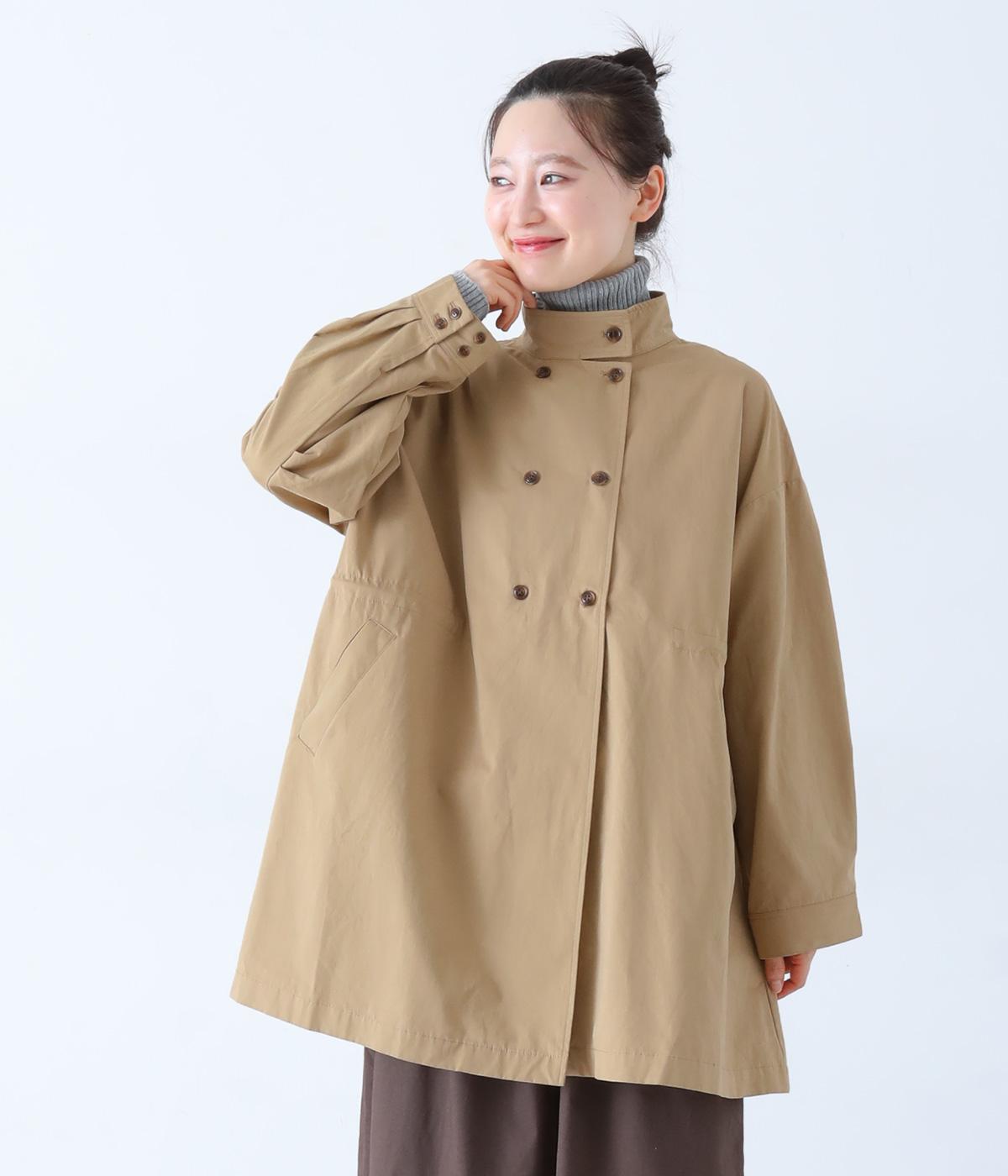 TCナイロンピーチ起毛　ダブルボタンジャケット(ベージュ-F)