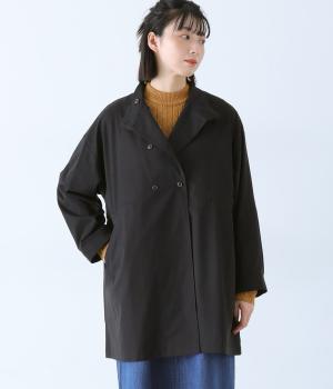 TCナイロンピーチ起毛　ダブルボタンジャケット(クロ-F)