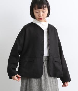 【tukuroi by SUN VALLEY】リネンコットンツイル　ジャケット(クロ-F)