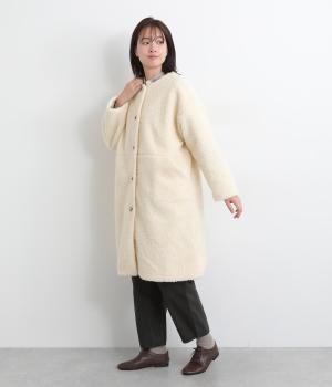 ムートンボアロングコート(アイボリー-F)