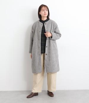 ムートンボアロングコート(グレー-F)